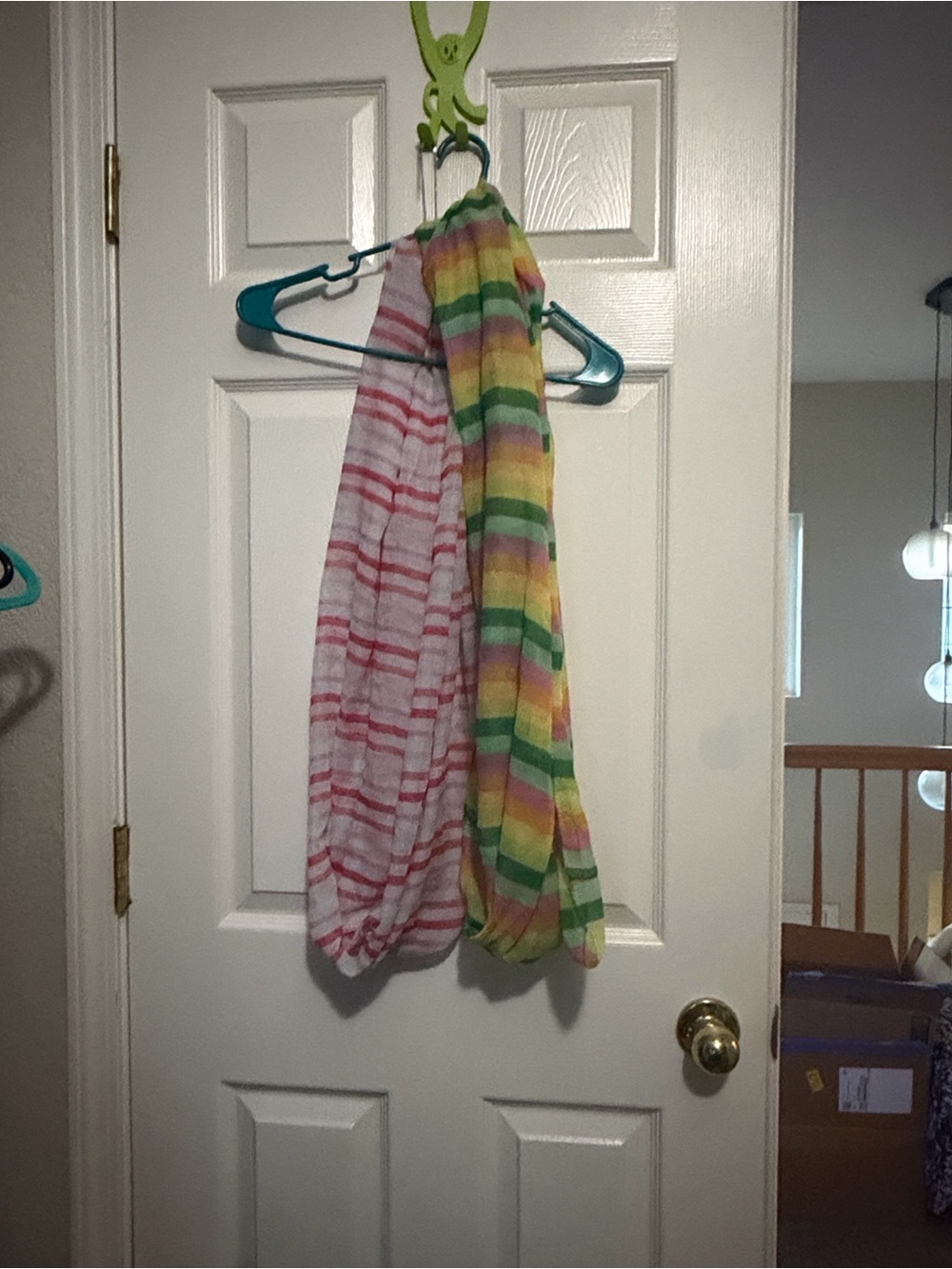 Striped Cotton Scarf Duo in Pink and Multicolor - Unsigned Brand